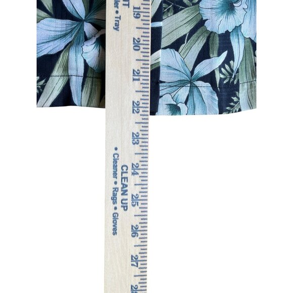 Tommy Bahama Womens Silk Hawaiian Floral Crop Shirt Black/Blue Size S - Picture 4 of 7